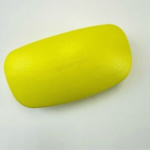 Emilio Pucci eyeglass sunglass case clamshell lemon yellow pebble finish